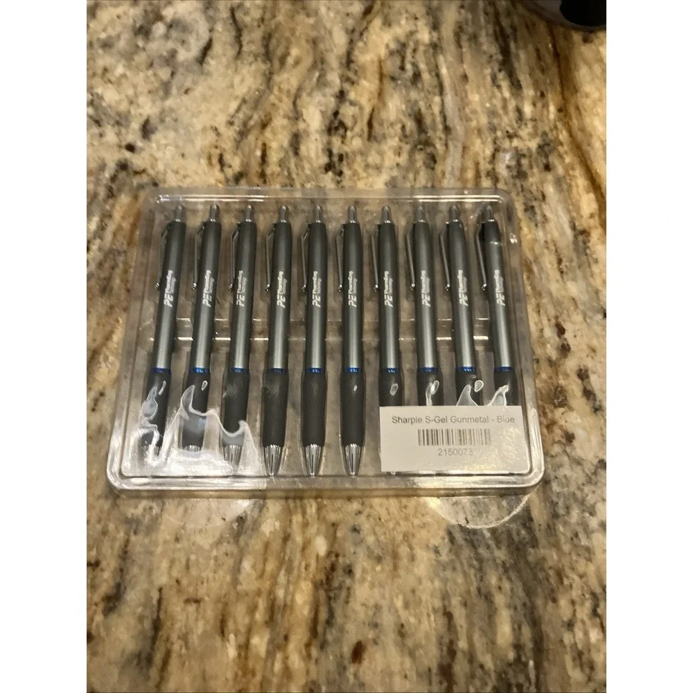 New Lot Of 10 Sharpie S-Gel Gunmetal Finish Pen Blue PharmEng Technology 0.7mm